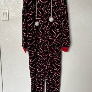 Cozy Candy Cane women’s pajama with hoodie size S/M